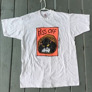 Vintage 1990s single Stitch Piss off cat shirt